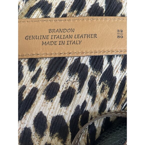 Trafalgar Mens Brown Brando Fine Italian Leather Belt 32 Preppy Office Academia - Picture 3 of 10